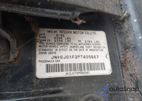 1993 Nissan Maxima Se z USA, uszkodzony, nr VIN JN1EJ01F2PT405567